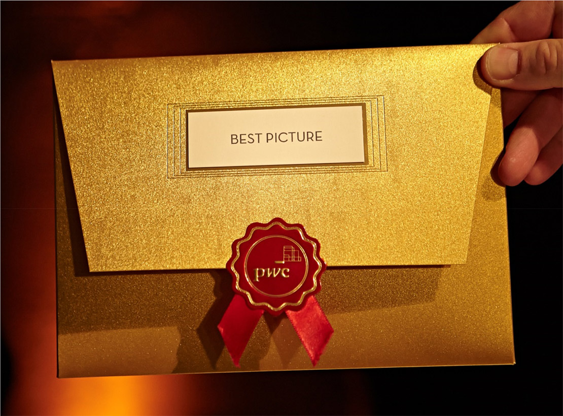 Oscar Verleihung Umschlag Papier