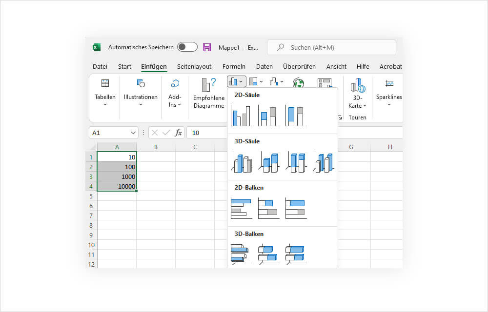 Excel-Tabelle in Grafik umwandeln und speichern