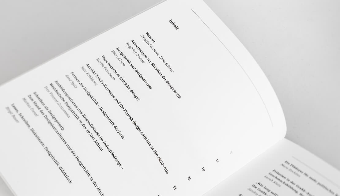 Inhaltsverzeichnis vom Buch zu Designkritik