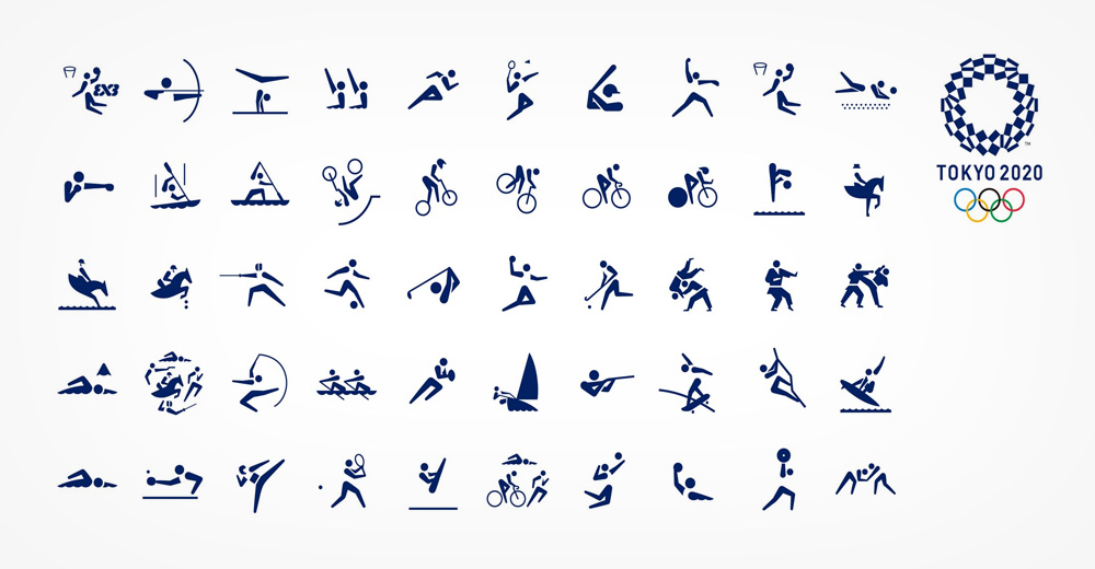 Piktogramme der Olympischen Spiele in Tokyo 2020