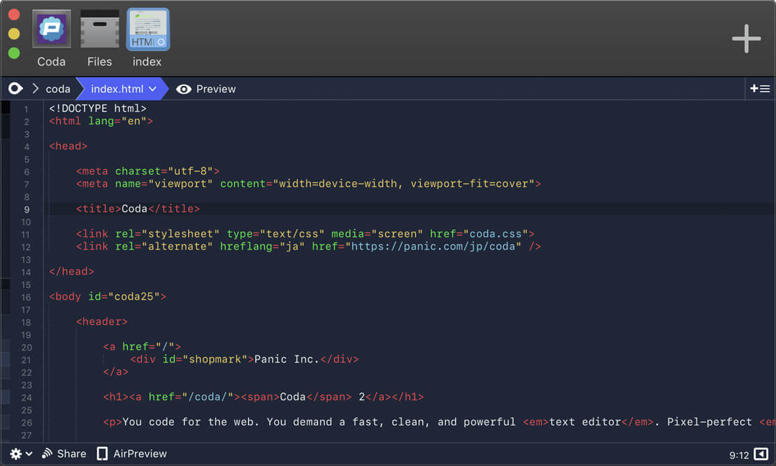Coda 2 HTML-Editor