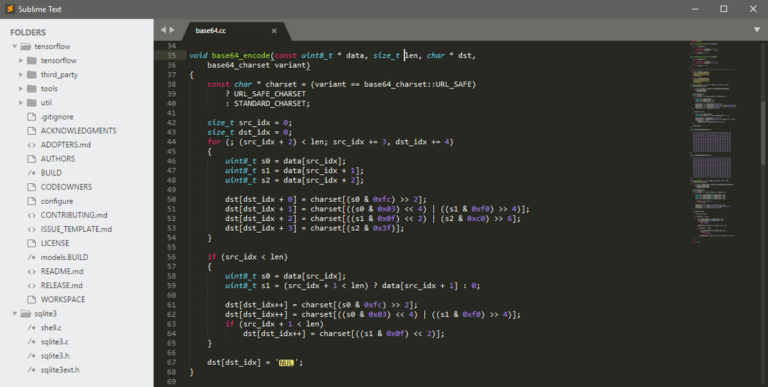 HTML-Editor Sublime (hier in der Version 3 zu sehen)
