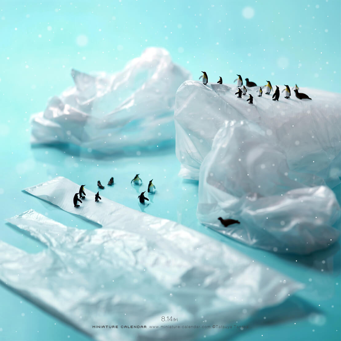 Miniature Art Arktis aus Plastik-Tüten