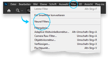 Neuronale Filter im Photoshop-Menü