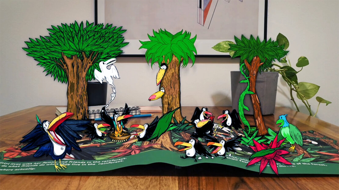 Kinderbuch mit AR zum Thema Abholzung des Regenwalds