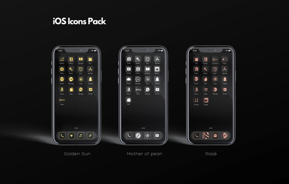 Matt Black Series iOS 14 Icons