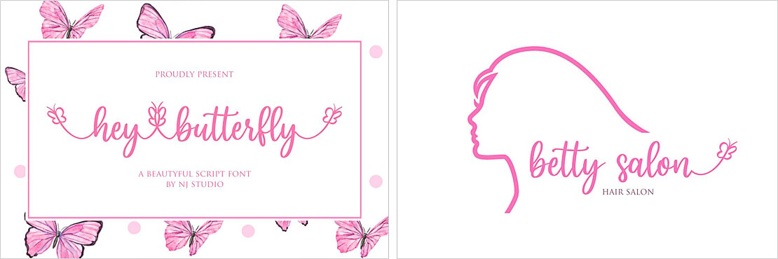 Hey Butterfly - Kalligraphie-Schrift mit Schmetterlingen
