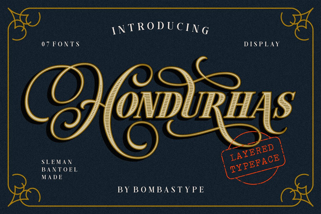 Hondurhas Layered Typeface im Retro-Stil