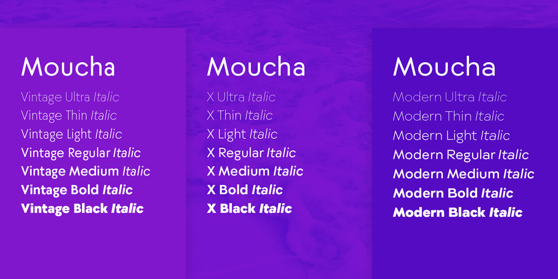 Moucha-Schriftfamilien