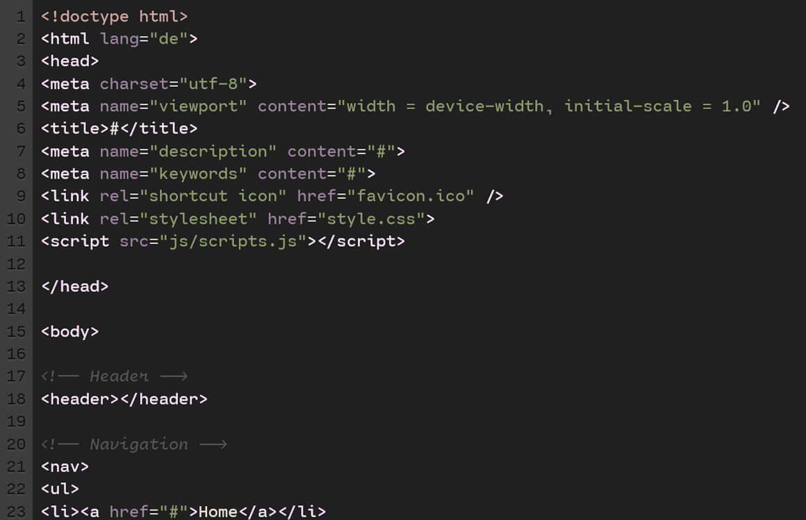 Syntax-Hervorhebung im HTML-Editor