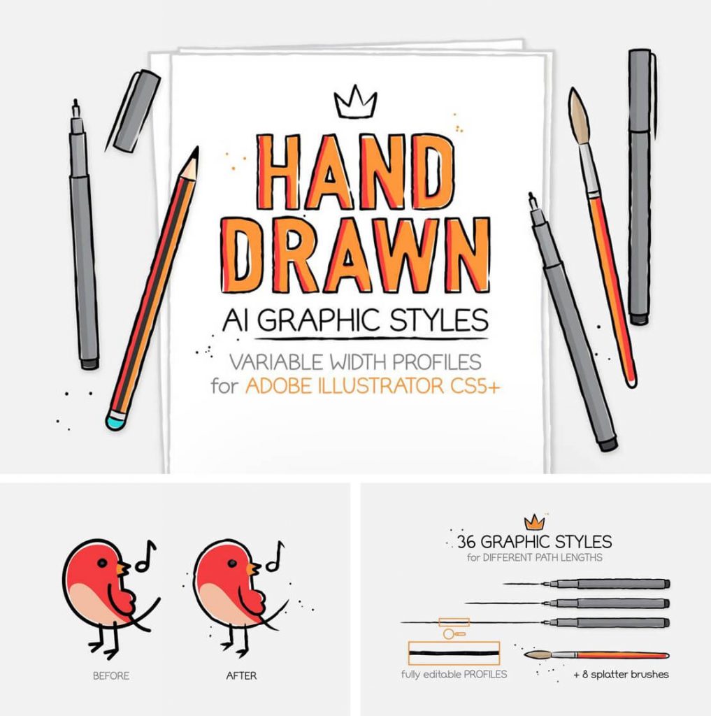 HandDrawn Illustrator Styles & Brushes