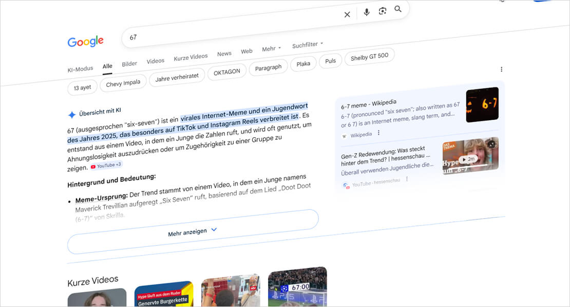 Google Easter Egg: Bildschirm wackelt bei Eingabe von 67