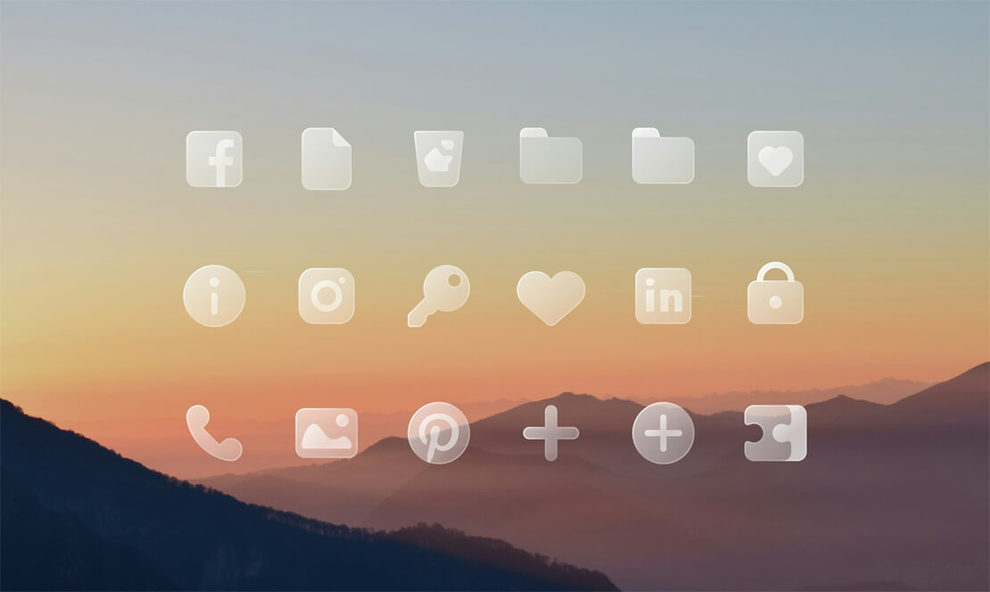 Liquid Glass Design Icons im Stile von iOS 26