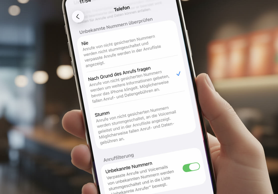 iOS26 Grund des Anrufs