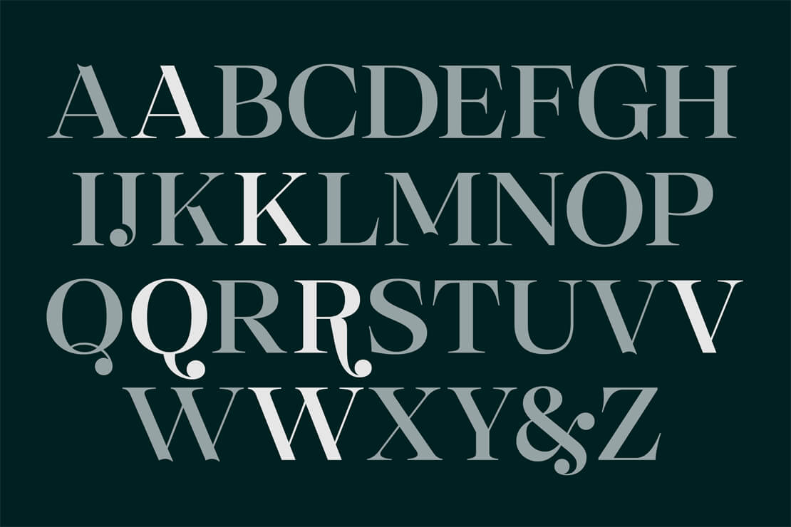 Alternative Zeichen der Schriftart Selestin