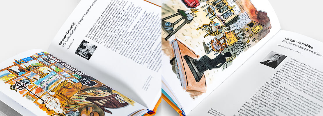 Seiten aus dem Buch über Künstler-Ateliers