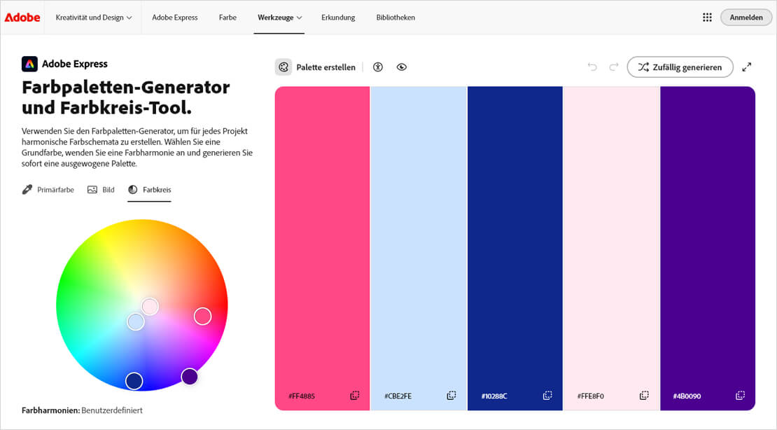 Farbpaletten-Generator und Farbkreis-Tool
